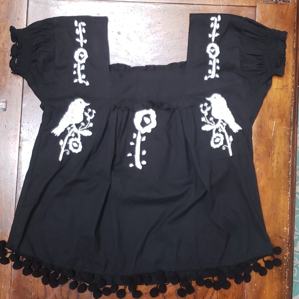 Black and white boho top